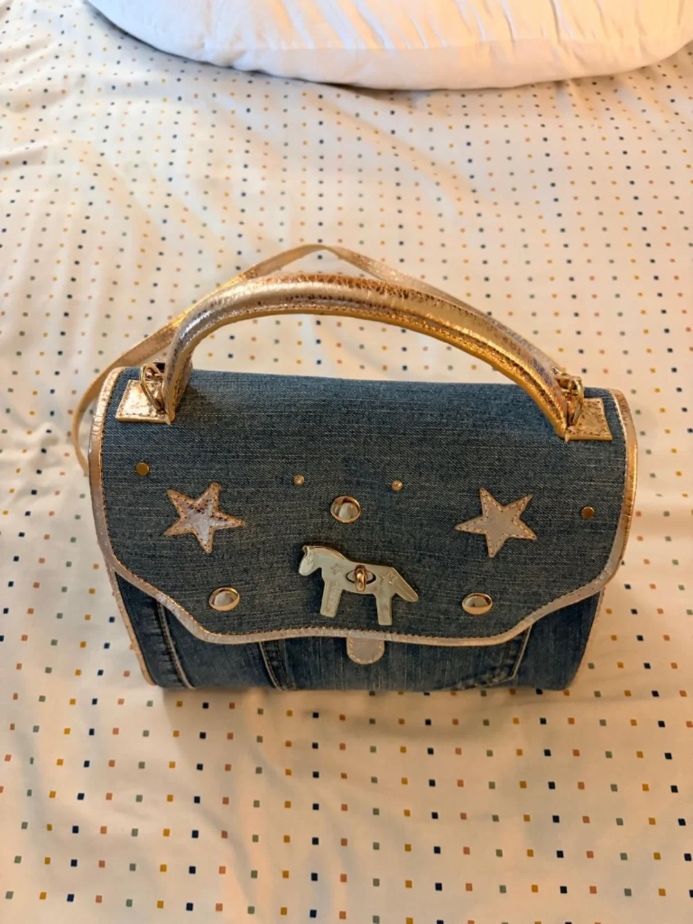 Denim Horse and Star Handbag